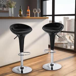 BAER Kitchen 22 to 31 in. Black Bar Stools Counter Stools with ABS round Seat, Metal Frame, Set of 2