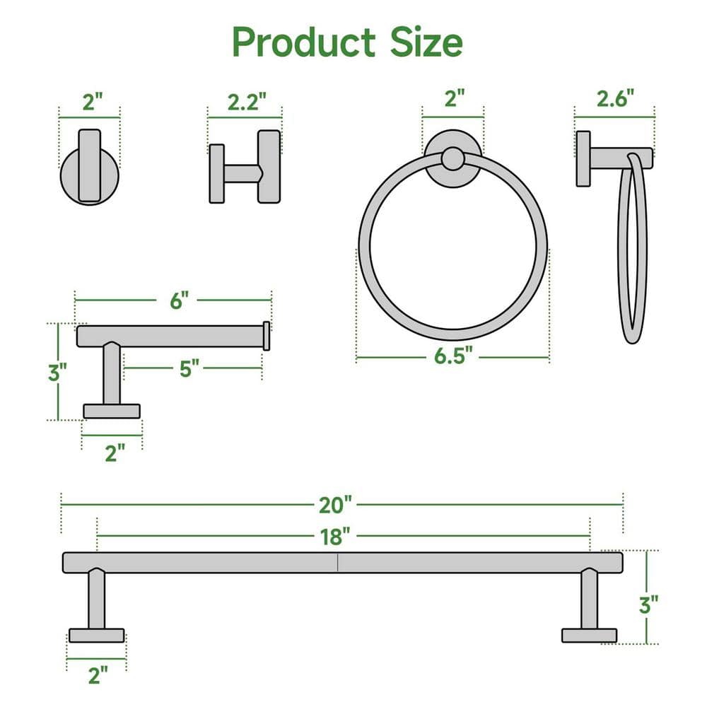Brushed Nickel 4-Piece Stainless Steel Bathroom Hardware Set