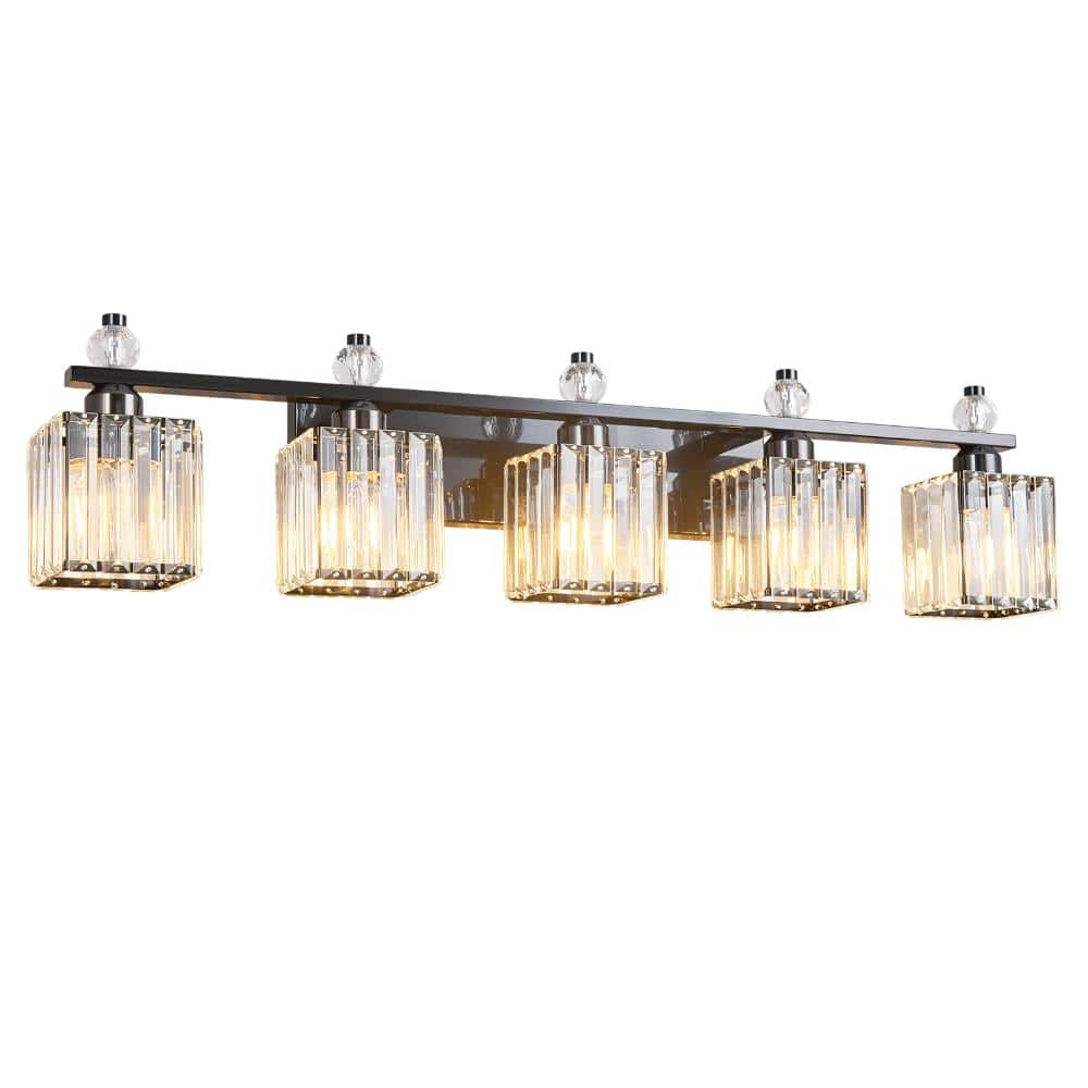 35.82 in.5-Light Black Glass Modern Crystal Vanity Lights Over Mirror price history on PriceWatchPro