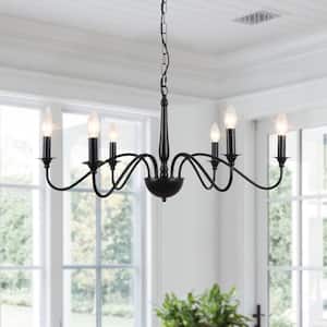 30.31 in. 6-Light Contemporary Chandelier Black Candlestick Chandelier for Living room Dining Room,Parlor,Reception Room