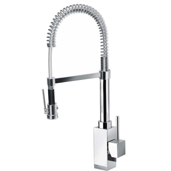 LaToscana Dax Single-Handle Pull-Down Sprayer Kitchen Faucet with High-Arc Spring Spout in Chrome
