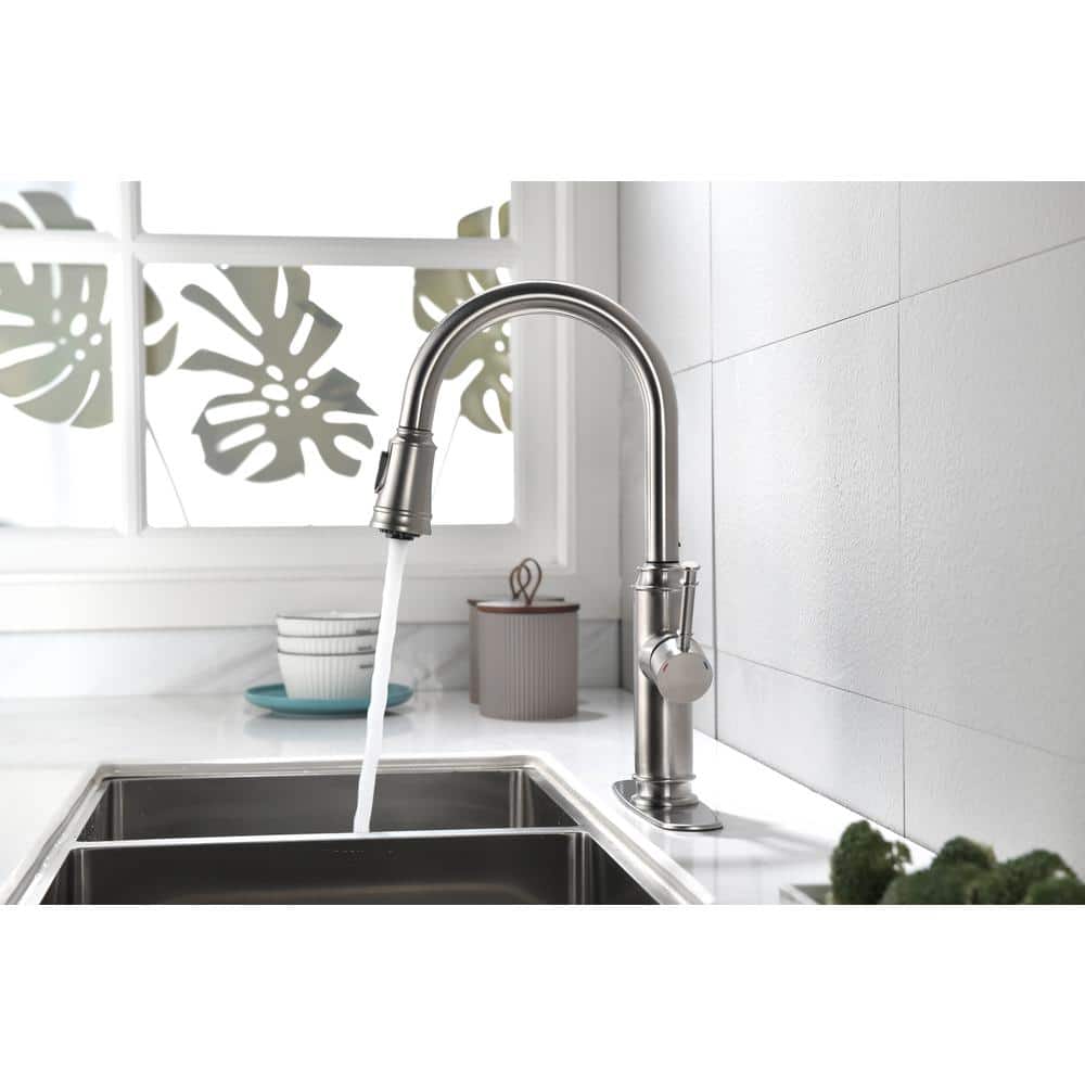 Brushed Nickel Stainless Steel Pull-Out Spray Kitchen Faucet