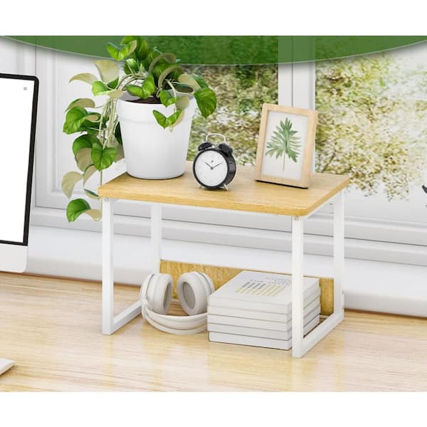 Natural 17 in. x 12 in. Wood Modern Desk Organizer Stand with Metal Frame