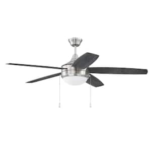 Phaze-5 Blade 52 in. Indoor Dual Mount Brushed Polished Nickel Ceiling Fan with LED Integrated Light Kit