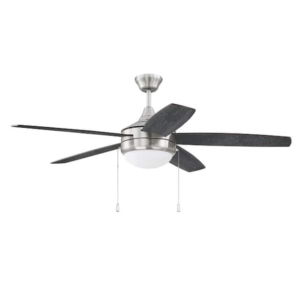 CRAFTMADE Phaze-5 Blade 52 in. Indoor Dual Mount Brushed Polished Nickel Ceiling Fan with LED Integrated Light Kit