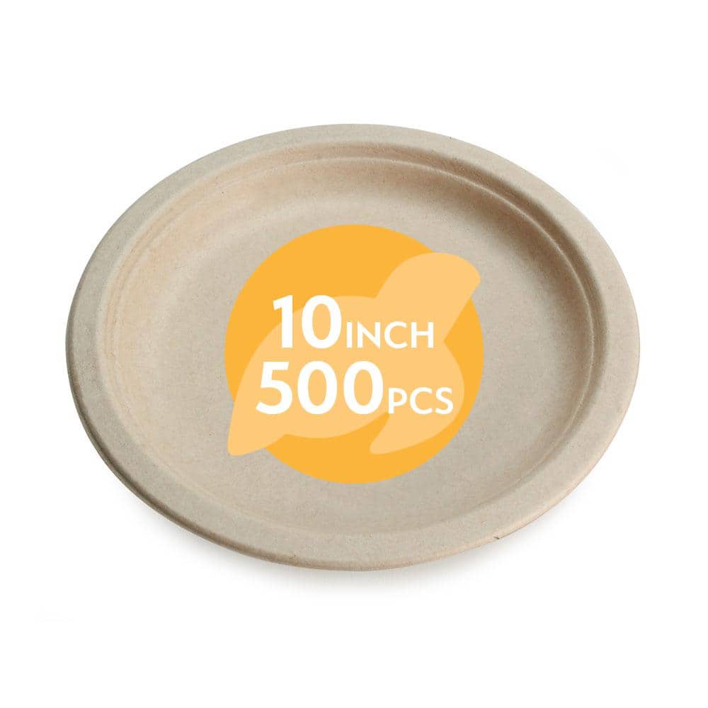 Vplus 150 Pack Compostable Disposable Paper Plates 10 inch Super