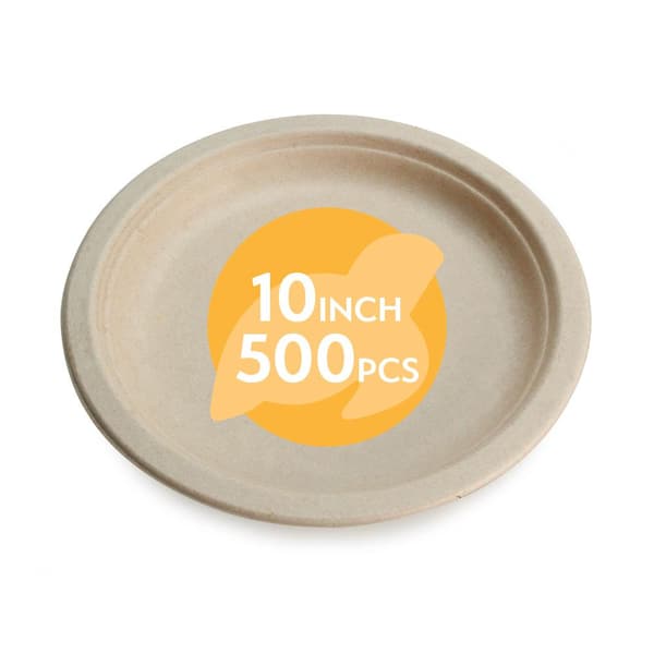 Earth's Natural Alternative 10 in. Unbleached Bamboo Compostable Disposable Paper Plates