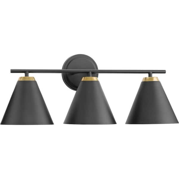 Progress Lighting Avec 22-in. 3-Light Matte Black Contemporary Bath Vanity Light