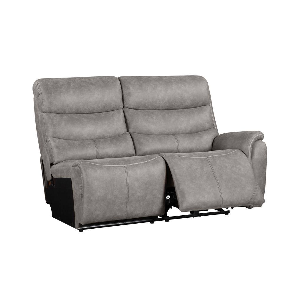 Kamari Gray Fabric Three-Piece Sectional with Round Arm and Cup Holder