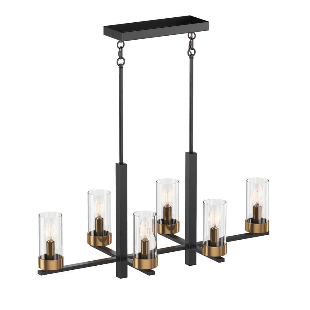 31.88 in. 6-Light Farmhouse Rustic Chandelier Kitchen Island Hanging Light 