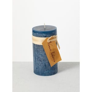 6 in. English Blue Timber Pillar Candle