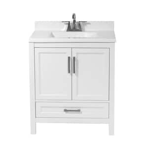 Salerno 31 in. Bath Vanity in White with Cultured Marble Vanity Top with Backsplash in White with White Basin