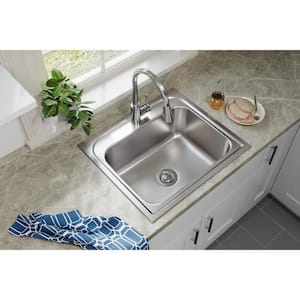 Pergola 25in. Drop-in 1 Bowl 20 Gauge Stainless Steel Sink Only and No Accessories