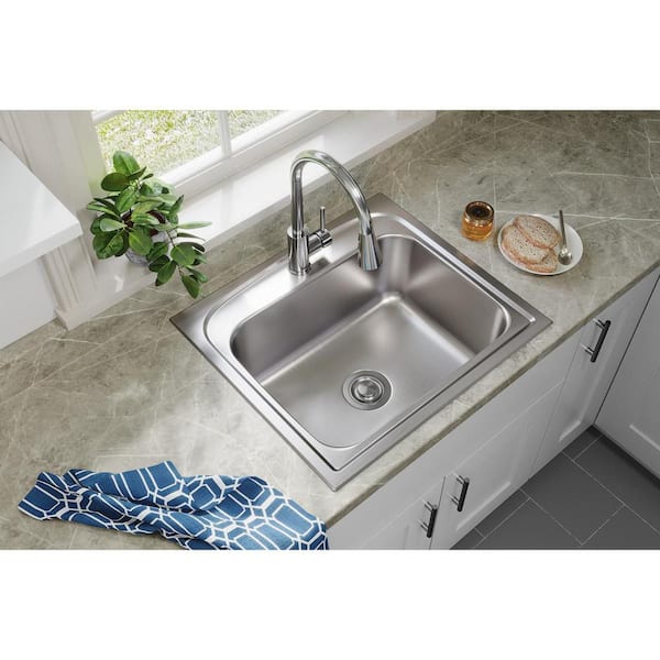 Pergola 25 in. Drop-in Single Bowl 20-Gauge Stainless Steel Kitchen Sink Only
