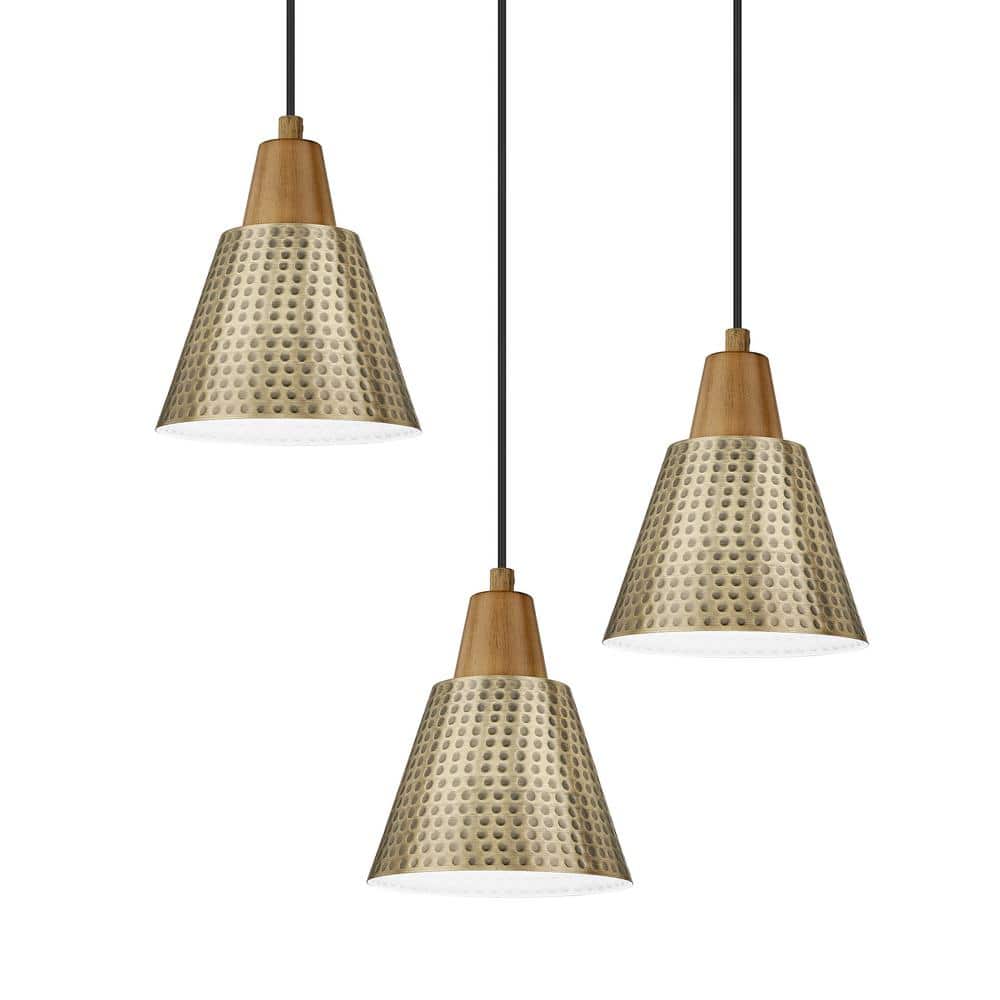JAZAVA 60 -Watt 1 Light Brass Shaded Pendant Light with