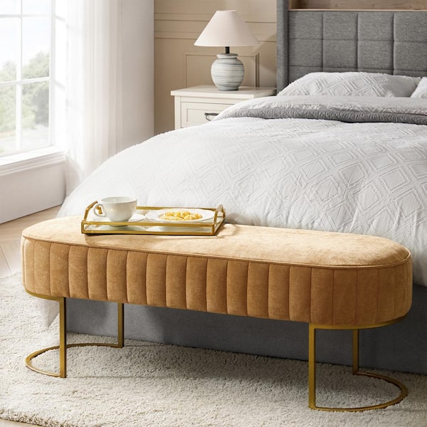 Marta Mustard 46 in. Bedroom Bench