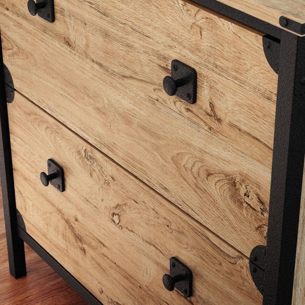 Milled Mesquite 2-Drawer Industrial Lateral File Cabinet