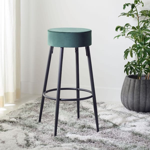 Bohden 30 in. H Malachite Green/Black Wood Bar Stool