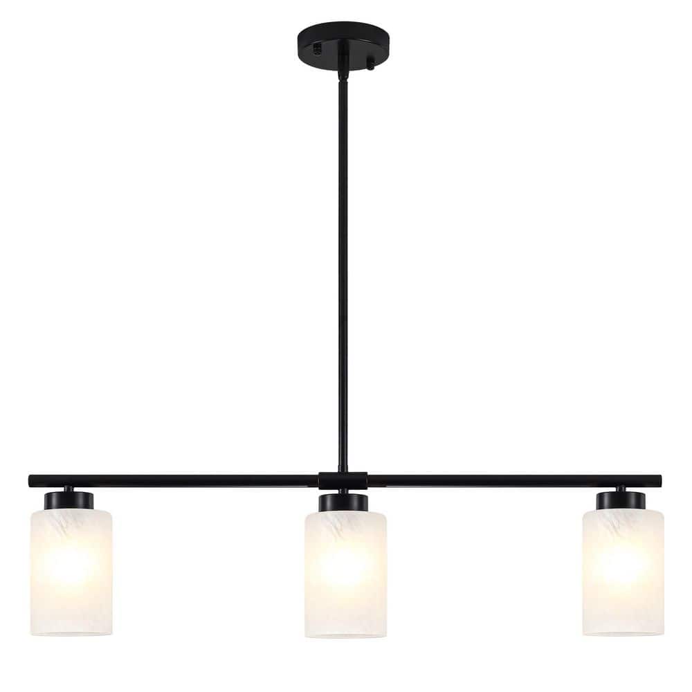 60 - Watt 3 Light Black Kitchen Island Jar Pendant Modern Linear Chandelier with Clear Glass Shades,No Bulbs Included price history on PriceWatchPro