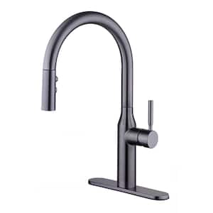 Upson Single-Handle Pull-Down Sprayer Kitchen Faucet in Black Stainless