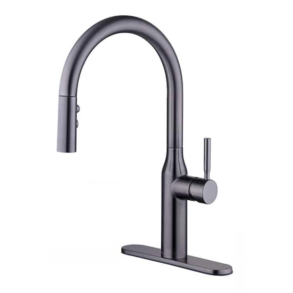 Glacier Bay Upson Single-Handle Pull-Down Sprayer Kitchen Faucet in Black Stainless