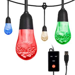 24 Bulbs 24 ft. Outdoor/Indoor USB Color Changing LED String Light, Edison Bulb