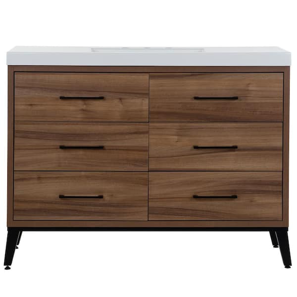 Solway 49 in. Single Sink Caramel Mist Bath Vanity with White Cultured Marble Top (Assembled)