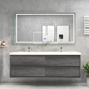Sage 70.5 in. W x 19.75 in. D x 24.75 in. H Vanity in Smoke Oak with Reinforced Acrylic Vanity Top in White