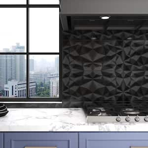 12 in. x 12 in. Black 3D Wall Stickers, Peel and Stick Wall Tile, Vinyl Backsplash for Kitchen (10-Pack)