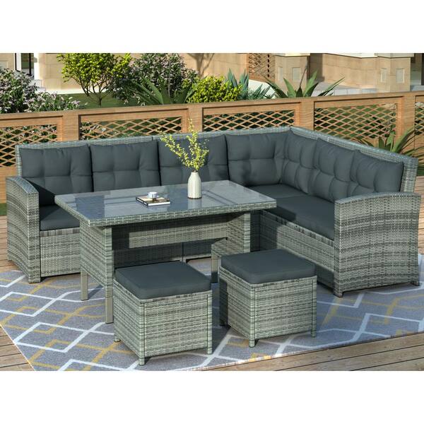 gray outdoor wicker sectional