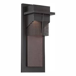 Beacon 15 in. Burnished Bronze Integrated LED Outdoor Line Voltage Wall Sconce