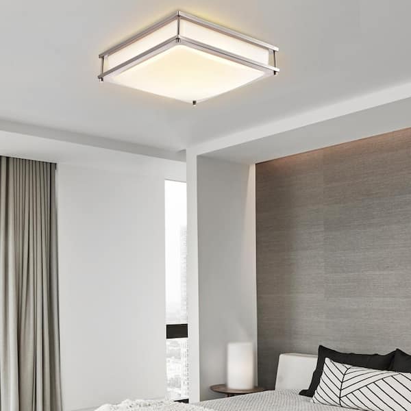 15.75 in. Brushed Nickel Dimmable 23-Watt Selectable LED Flush Mount Ceiling Light 3000K 4000K 5000K