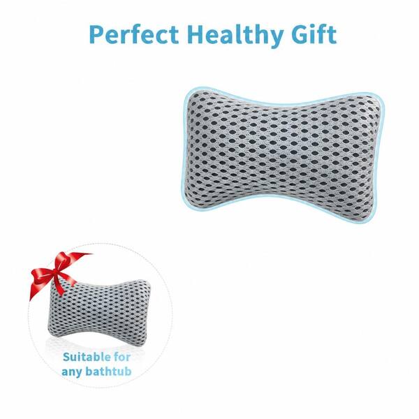 Waterproof Bath Pillow with 2 Suction Cups and Breathable Mesh