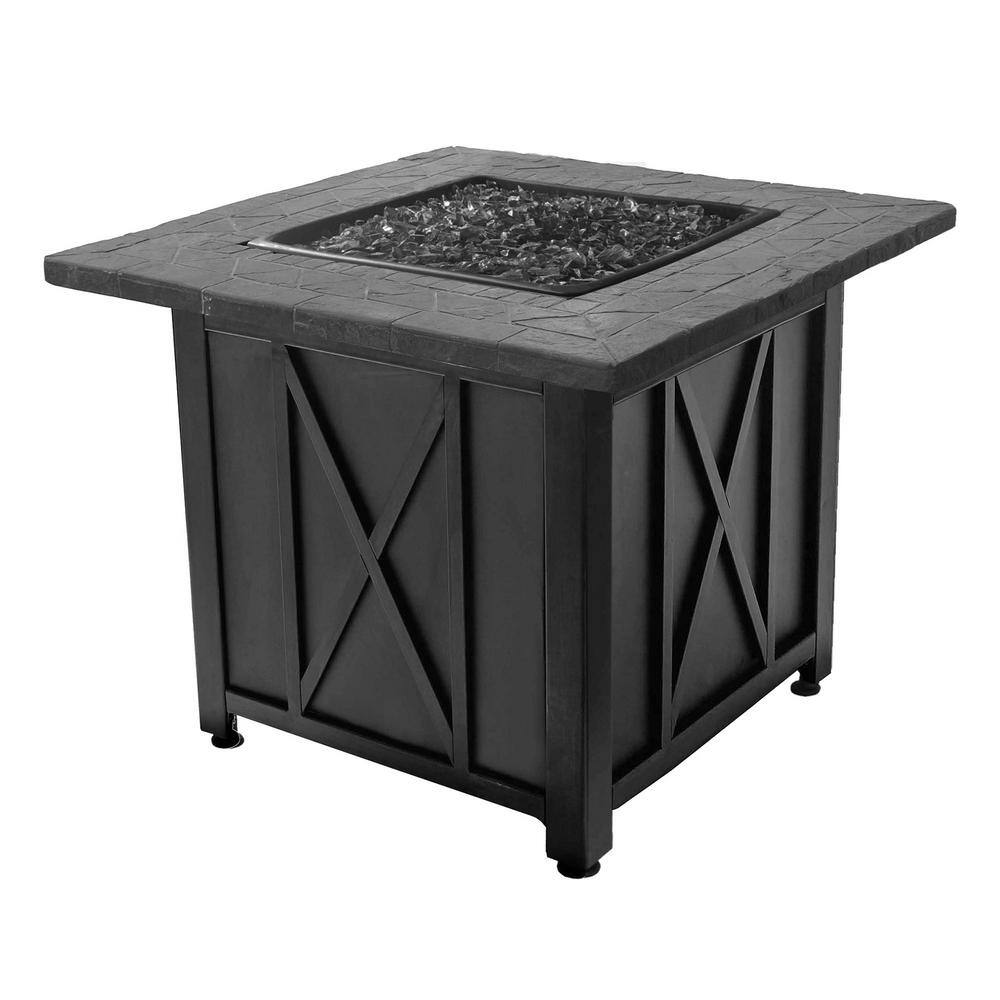 Blue Rhino Endless Summer Outdoor Propane Gas Black Lava Rock Patio Fire Pit Gad1417g The Home Depot