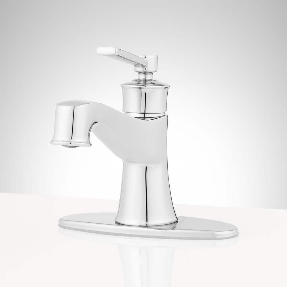 Chrome Single Hole Bathroom Faucet with Pop-Up Drain Assembly
