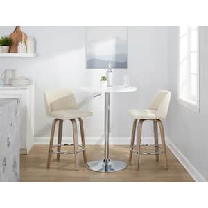 Toriano 25.5 in. Cream Noise Fabric, Light Grey Wood, and Chrome Metal Fixed-Height Counter Stool (Set of 2)