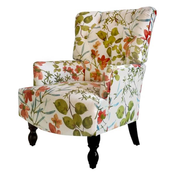 Homy Casa Baynn Red Flower Fabric Upholstered Arm Chair BAYNN PATTERN B ...