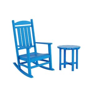 Kenly Pacific Blue 2-Piece Plastic Outdoor Rocking Chair Set