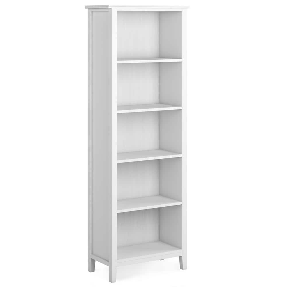 Simpli Home Artisan 72 in. H White SOLID WOOD 5Shelf 5 Shelf Bookcase