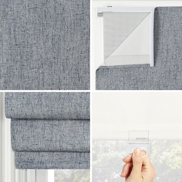 Sun Zero Somerton Cordless Blue 100% Blackout Textured Fabric
