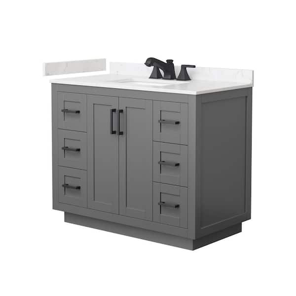 Miranda 42 in. Single Freestanding Dark Gray Bath Vanity with Carrara Cultured Marble Top Assembled