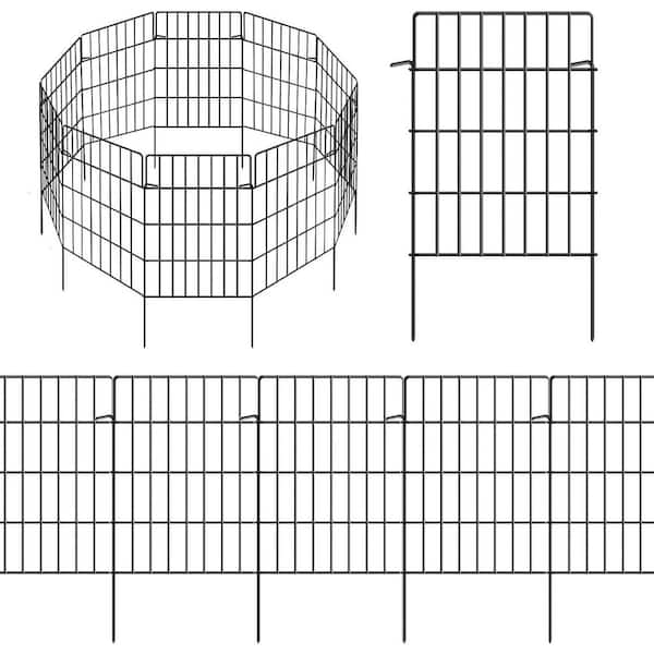 24 in. Metal Decorative Garden Fence Rustproof Animal Barrier Dog Rabbit Fence Flower Bed Landscape Fencing 25 Pack