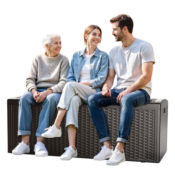 150 Gal. Large Deck Box Resin for Patio Garden Furniture, Outdoor Storage Container, Brown