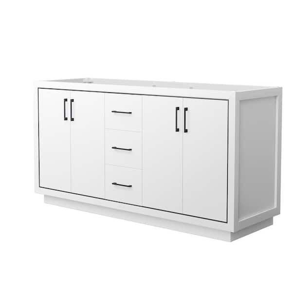 Wyndham Collection Icon 65.25 in. W x 21.75 in. D x 34.25 in. H Double Bath Vanity Cabinet without Top in White