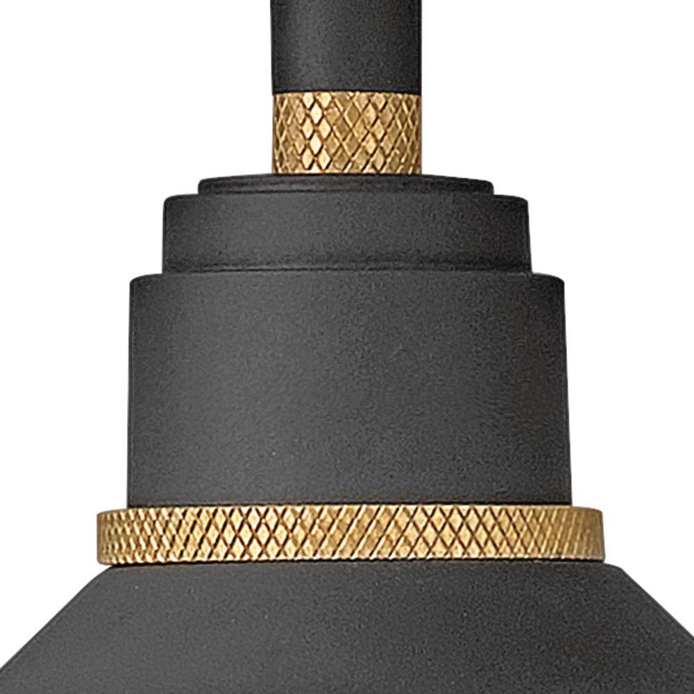 Textured Black Aluminum Outdoor Wall Sconce with Brass Accents
