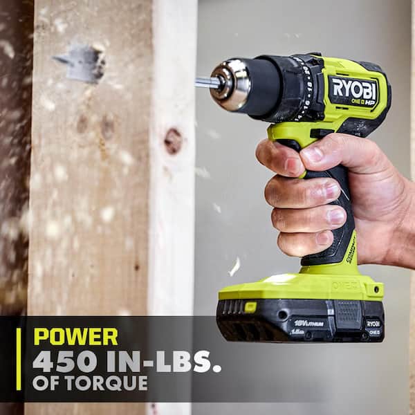 RYOBI - ONE+ HP 18V Brushless Cordless Compact 1/2in. Drill/Driver Kit with (2) 1.5 Ah Batteries and Charger