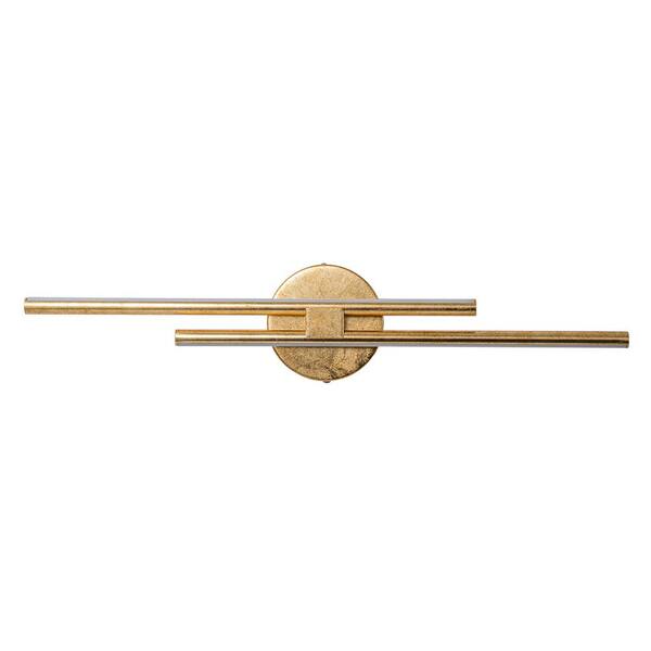 EDISLIVE Bourget 23.62 in. 2-Light Gold Foil LED Vanity Light Bar with 6000K for Bathroom, Bedroom, Living Room