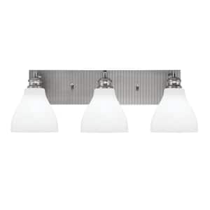 Albany 24.25 in. 3-Light Brushed Nickel Vanity Light with White Marble Glass Shades