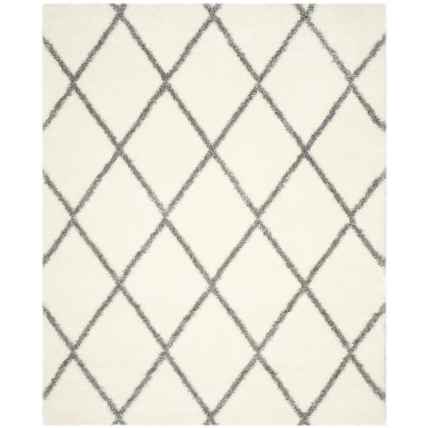 SAFAVIEH Montreal Shag Ivory/Gray 8 ft. x 10 ft. Geometric Diamonds Area Rug