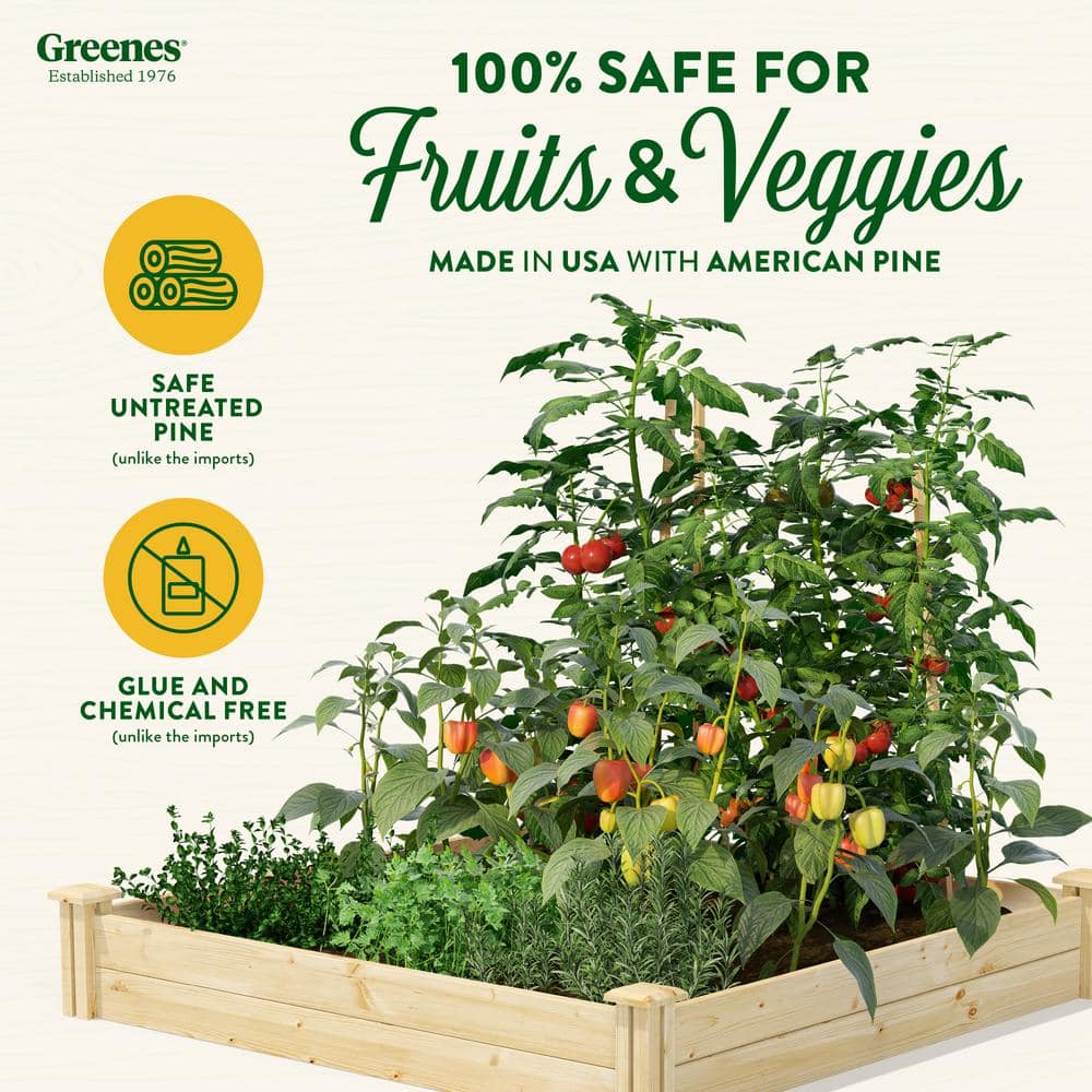 Green 48" x 48" x 7" Pine Raised Garden Bed